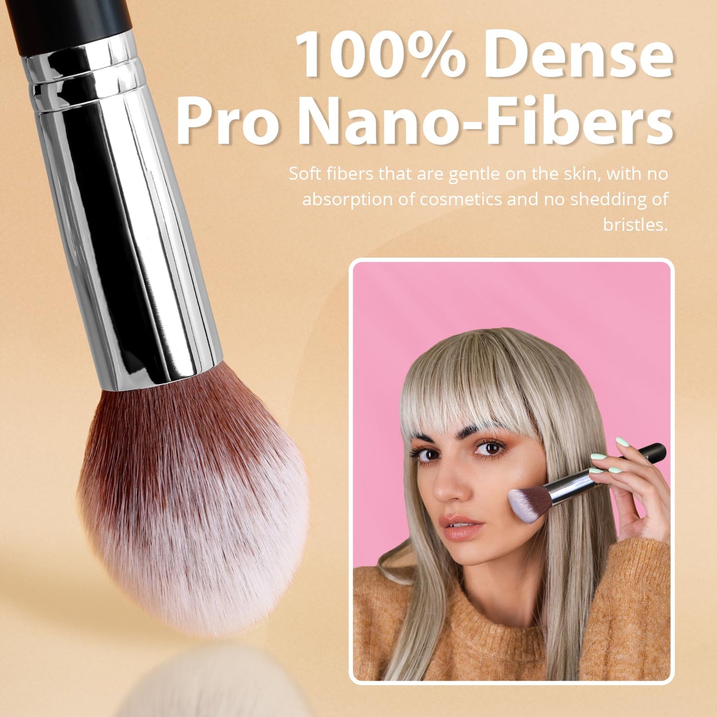 BEAKEY Makeup Brushes Set, Professional Foundation Eyeshadow Concealer Blush Powder Bronzer Applicator, 2 Blender Sponge with Beauty Paper Case