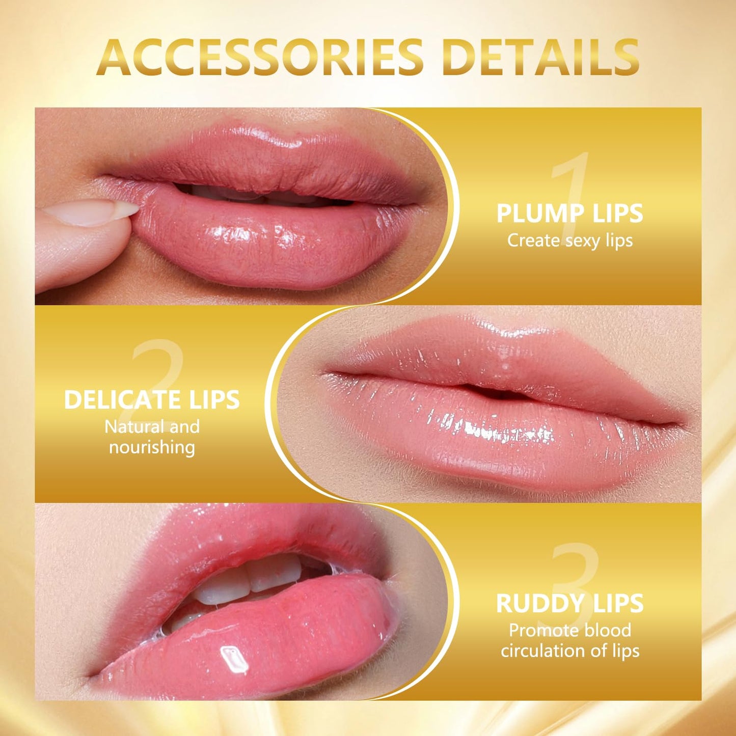 2Pcs Color Changing Lipstick, Gold Crystal Color Changing Lipstick, Long Lasting 24 Hours Moisturizing Glossy Shine Lip Gloss for Women (Gold)