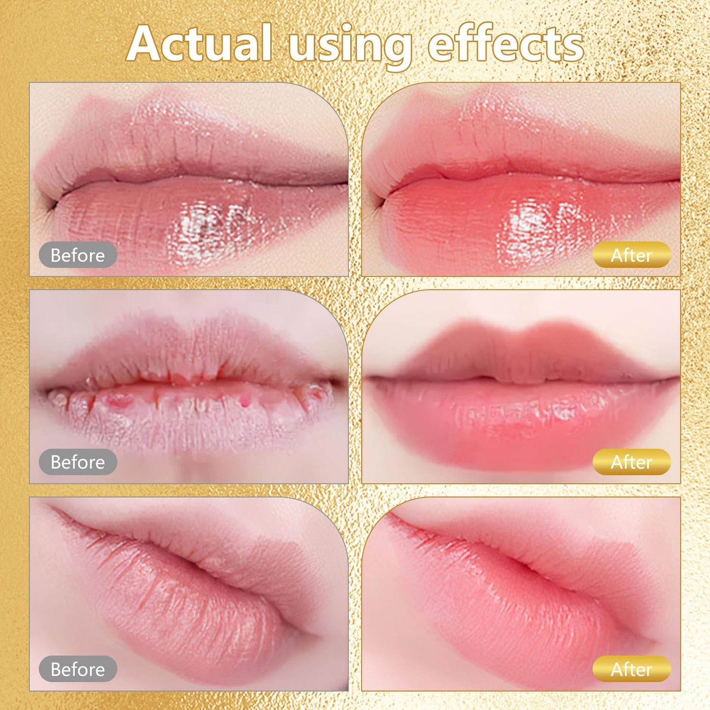 2Pcs Color Changing Lipstick, Gold Crystal Color Changing Lipstick, Long Lasting 24 Hours Moisturizing Glossy Shine Lip Gloss for Women (Gold)