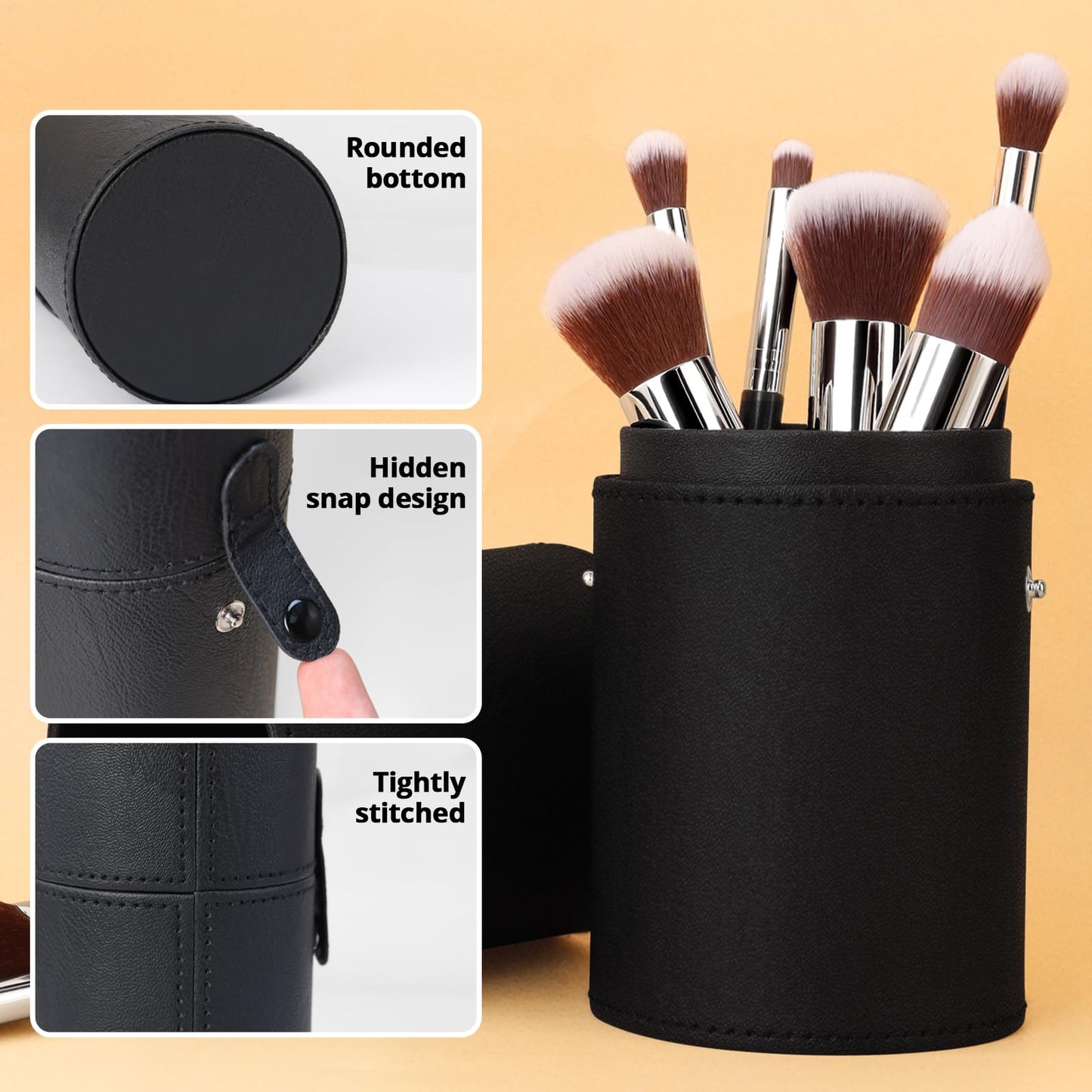 BEAKEY Makeup Brushes Set, Professional Foundation Eyeshadow Concealer Blush Powder Bronzer Applicator, 2 Blender Sponge with Beauty Paper Case