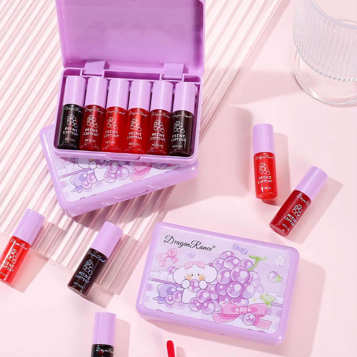 Eakroo 6 Colors Lip Tint Stain Mini Liquid Lipstick, Korean Lip Gloss Moisturizing Natural, Multi-Use Lip and Cheek Tint