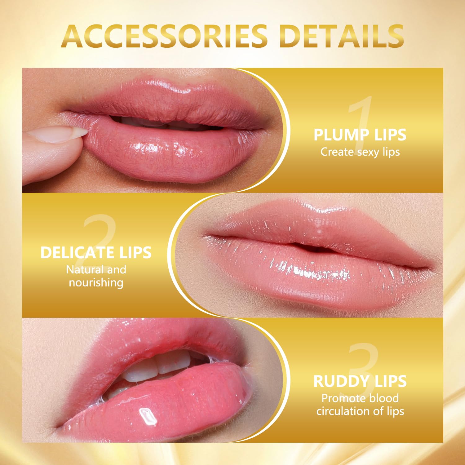 2Pcs Color Changing Lipstick, Gold Crystal Color Changing Lipstick, Long Lasting 24 Hours Moisturizing Glossy Shine Lip Gloss for Women (Gold)