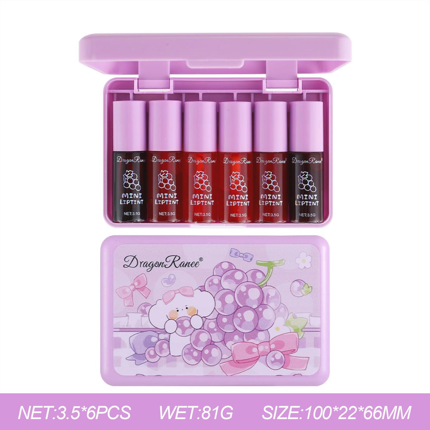 Eakroo 6 Colors Lip Tint Stain Mini Liquid Lipstick, Korean Lip Gloss Moisturizing Natural, Multi-Use Lip and Cheek Tint