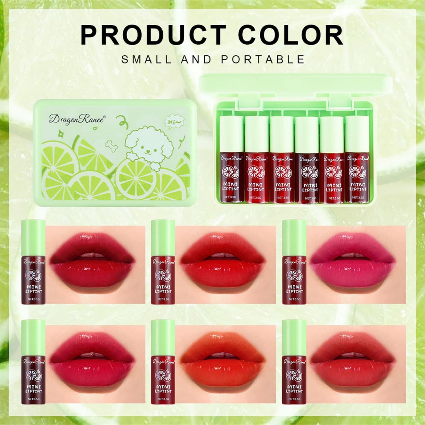 Eakroo 6 Colors Lip Tint Stain Mini Liquid Lipstick, Korean Lip Gloss Moisturizing Natural, Multi-Use Lip and Cheek Tint