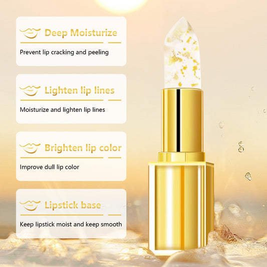 2Pcs Color Changing Lipstick, Gold Crystal Color Changing Lipstick, Long Lasting 24 Hours Moisturizing Glossy Shine Lip Gloss for Women (Gold)