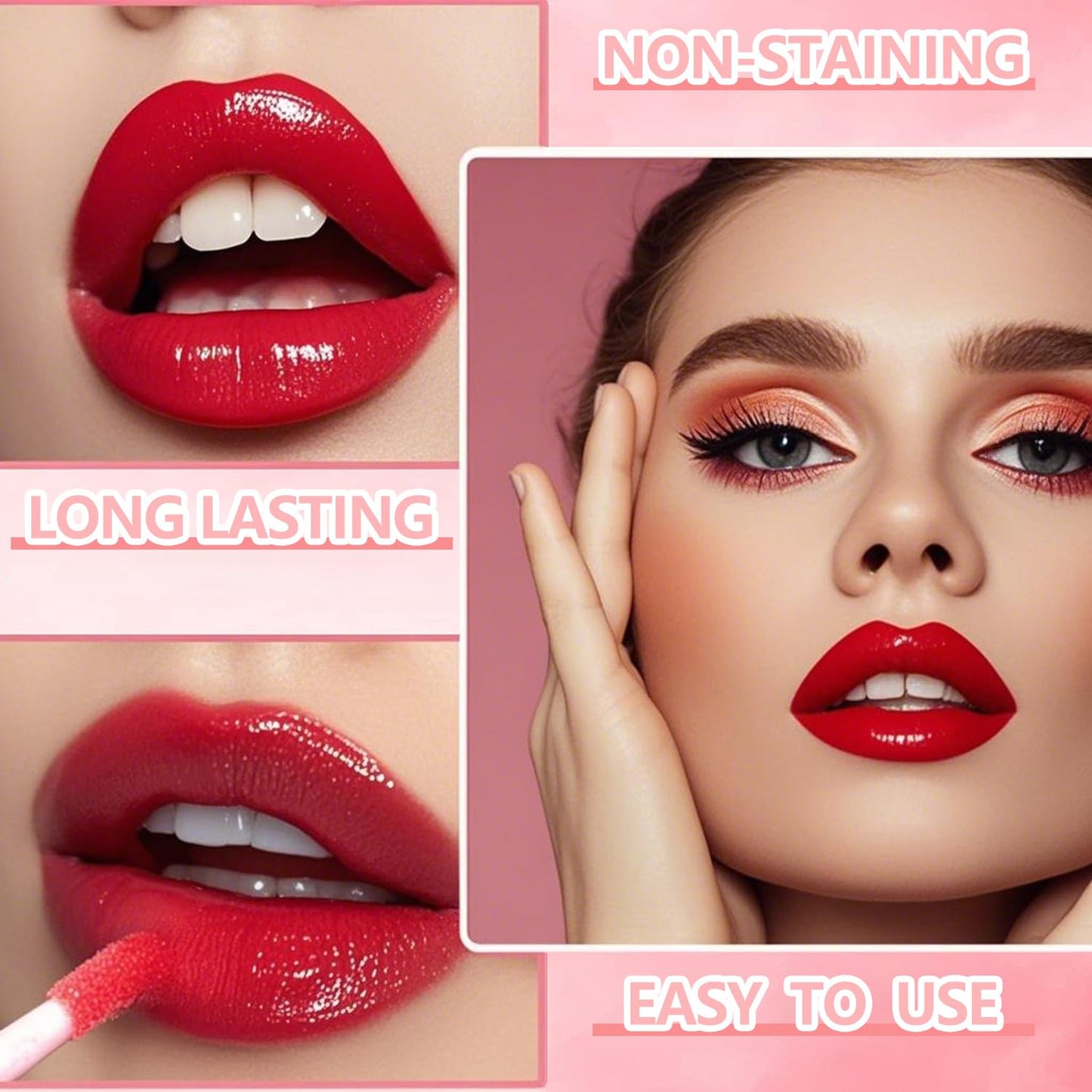 Eakroo 6 Colors Lip Tint Stain Mini Liquid Lipstick, Korean Lip Gloss Moisturizing Natural, Multi-Use Lip and Cheek Tint