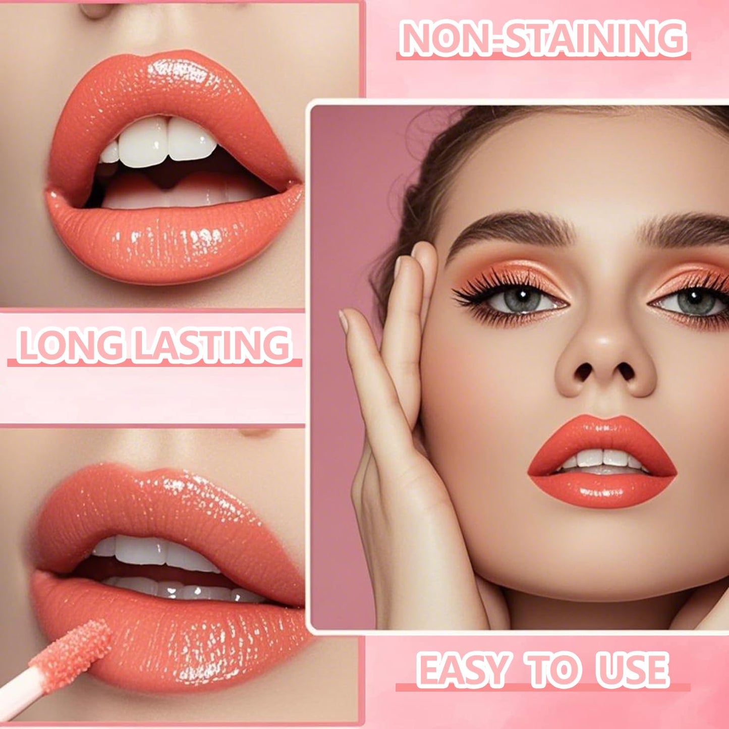 Eakroo 6 Colors Lip Tint Stain Mini Liquid Lipstick, Korean Lip Gloss Moisturizing Natural, Multi-Use Lip and Cheek Tint